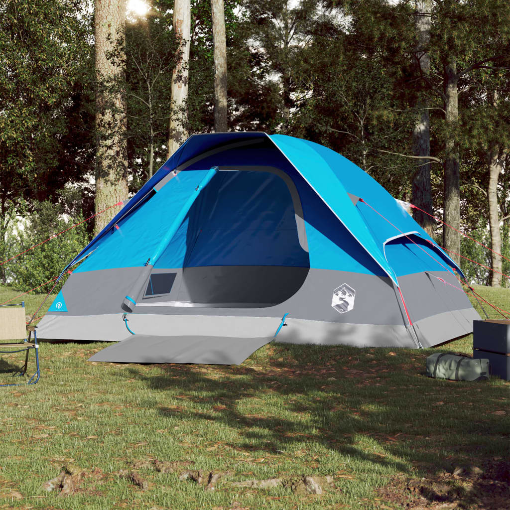 Tente de camping dôme 4 personnes bleue imperméable