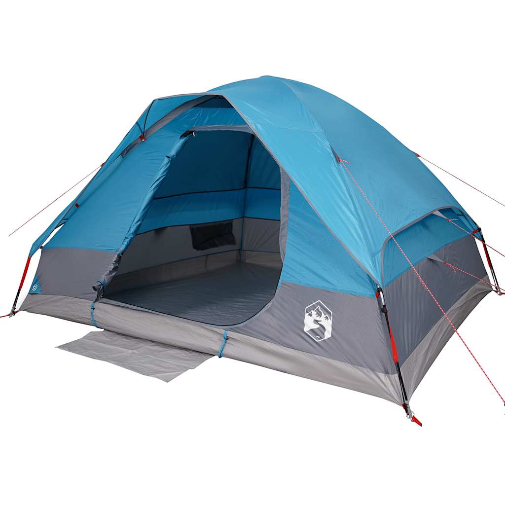 Tente de camping dôme 4 personnes bleue imperméable