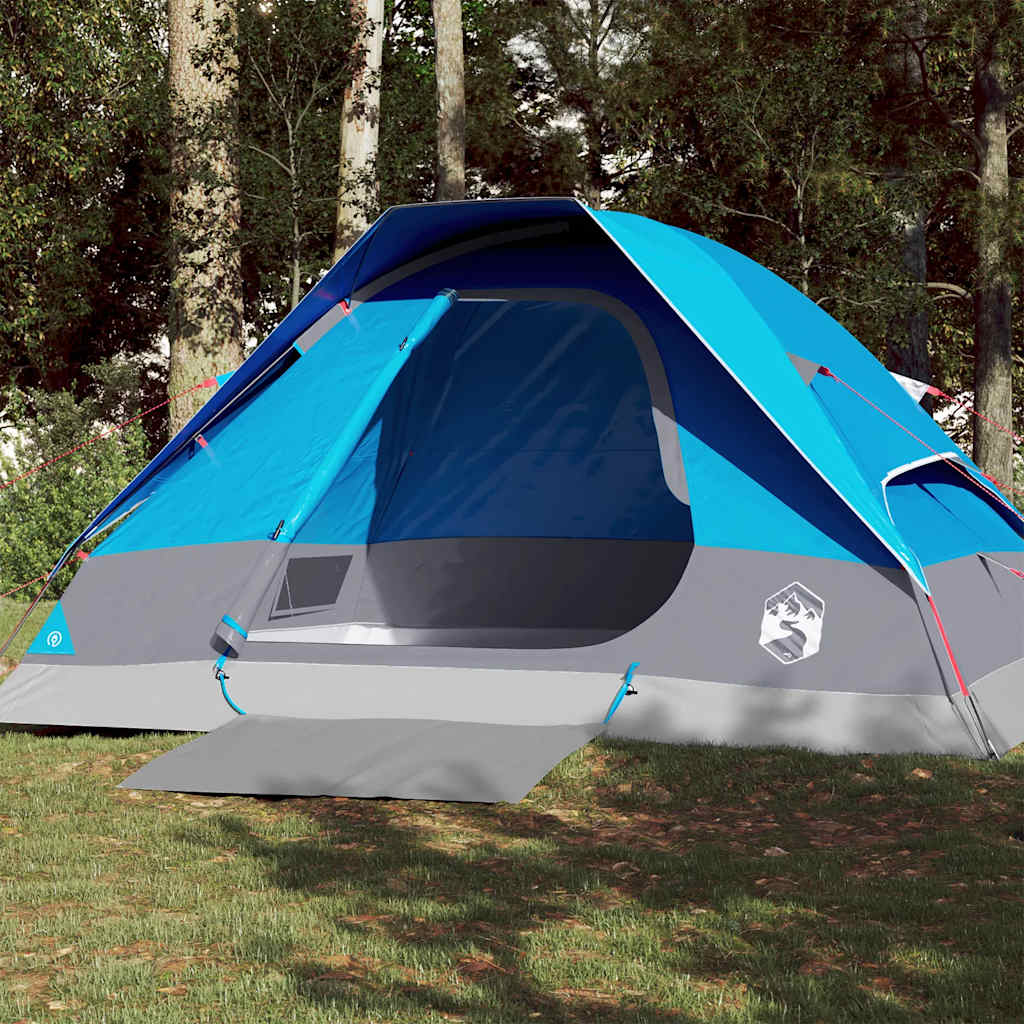 Tente de camping dôme 4 personnes bleue imperméable