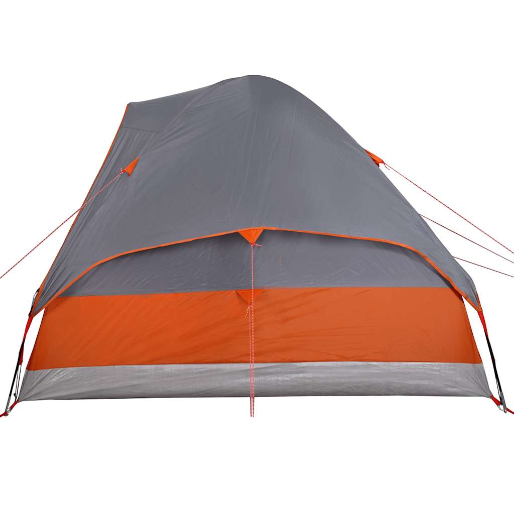 Tente de camping dôme 4 personnes gris et orange étanche