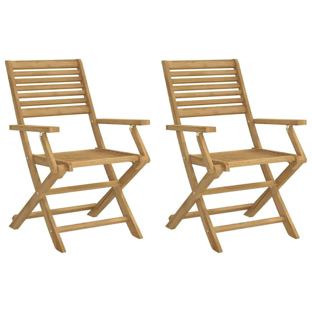 Klappstühle, 2 Stück, 54,5 x 61,5 x 86,5 cm, Massivholz Akazie