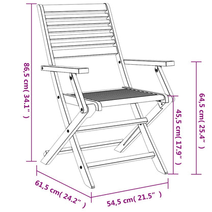 Klappstühle, 2 Stück, 54,5 x 61,5 x 86,5 cm, Massivholz Akazie