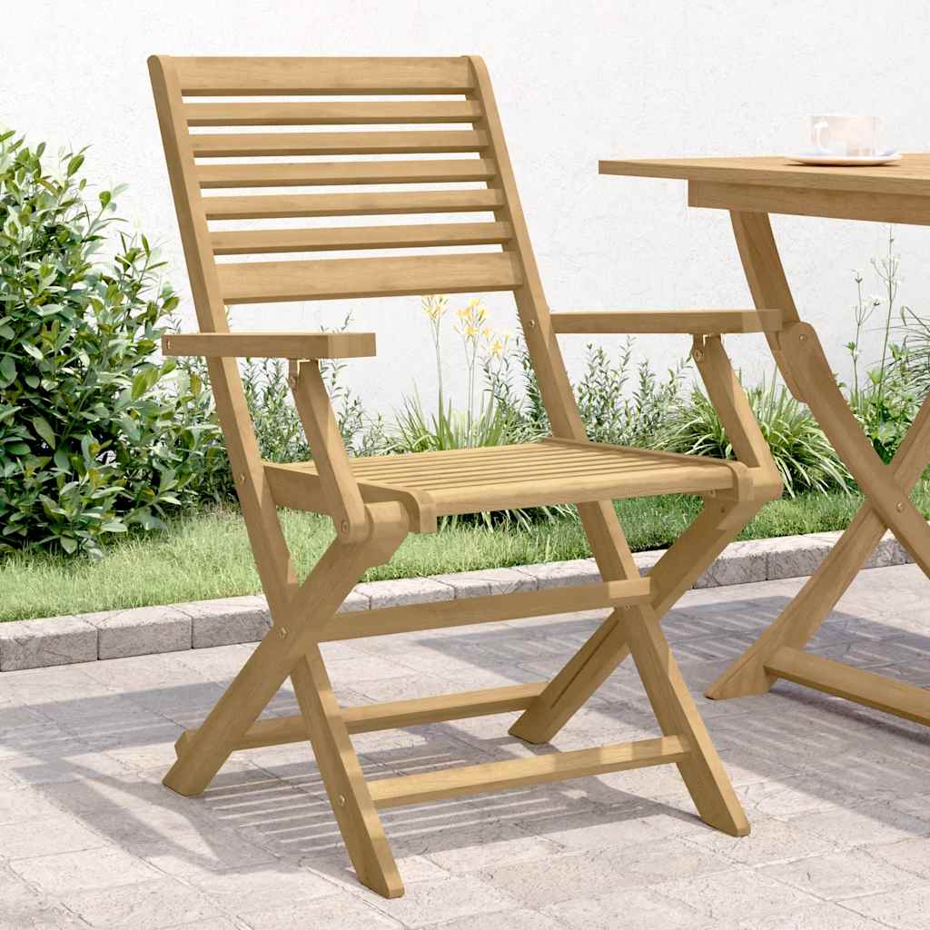 Klappstühle, 2 Stück, 54,5 x 61,5 x 86,5 cm, Massivholz Akazie