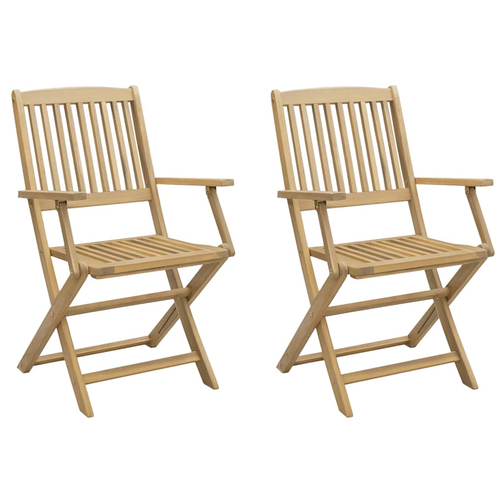 Klappstühle, 2 Stück, 58 x 54,5 x 90 cm, Massivholz Akazie