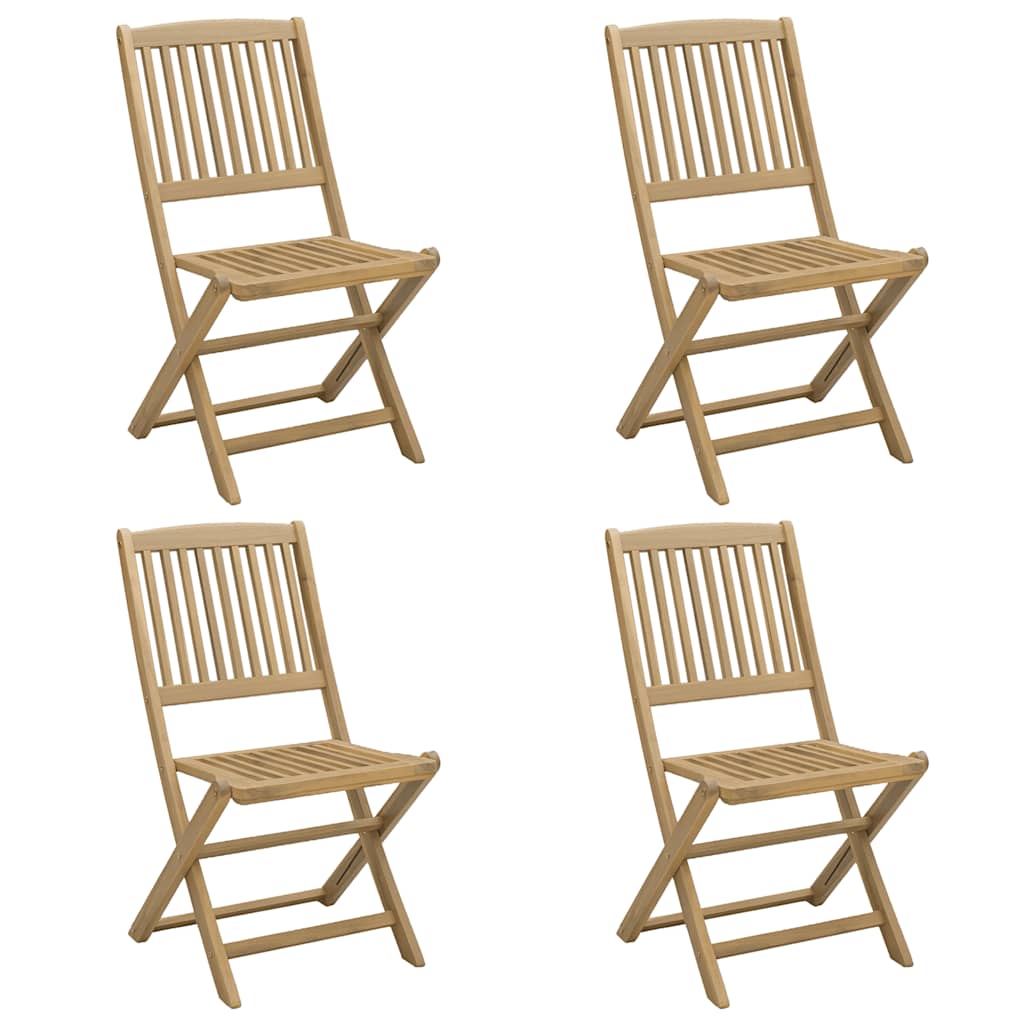 Klappstühle, 4 Stück, 57 x 49 x 90 cm, Massivholz Akazie