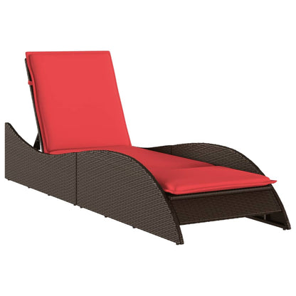 Sonnenliege mit Kissen Braun 60x205x73 cm Poly Rattan