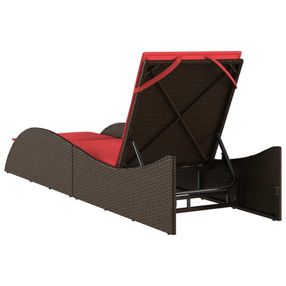 Sonnenliege mit Kissen Braun 60x205x73 cm Poly Rattan