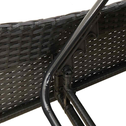 Sonnenliege mit Kissen Schwarz 60x205x73 cm Poly Rattan