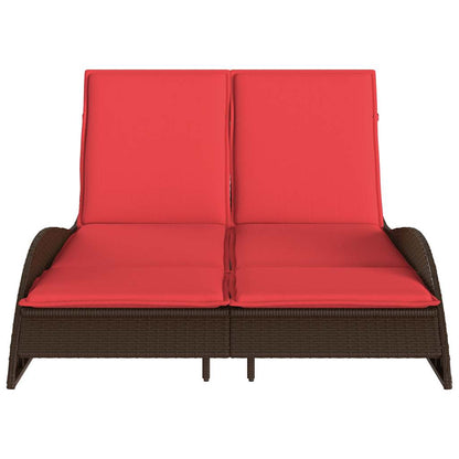 Sonnenliege mit Kissen Braun 114x205x73 cm Poly Rattan