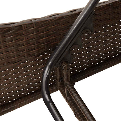 Sonnenliege mit Kissen Braun 114x205x73 cm Poly Rattan