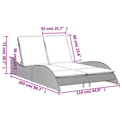Sonnenliege mit Kissen Braun 114x205x73 cm Poly Rattan