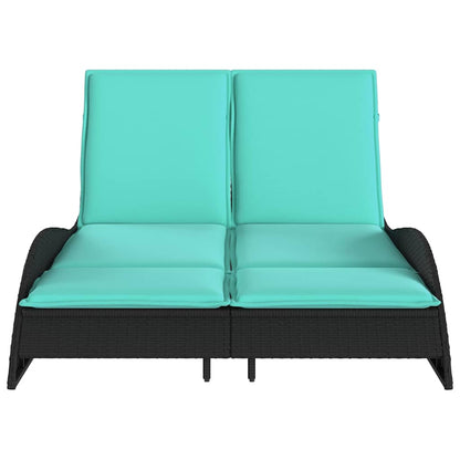 Sonnenliege mit Kissen Schwarz 114x205x73 cm Poly Rattan