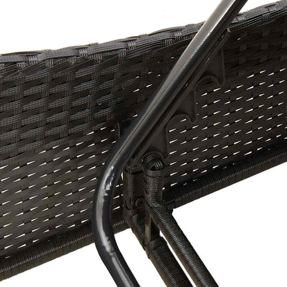 Sonnenliege mit Kissen Schwarz 114x205x73 cm Poly Rattan