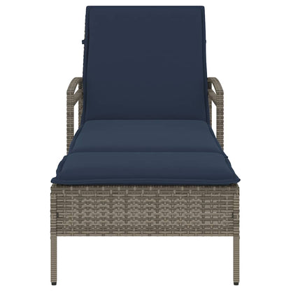 Sonnenliege mit Kissen Grau 63 x 200 x 81 cm Poly Rattan