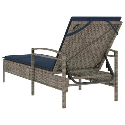 Sonnenliege mit Kissen Grau 63 x 200 x 81 cm Poly Rattan