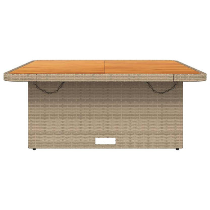 Gartentisch Beige 110x110x71 cm Poly Rattan und Akazienholz