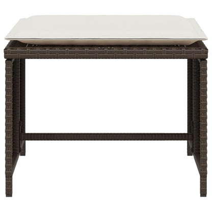 Gartenstuhl mit Fußhocker Braun Poly Rattan