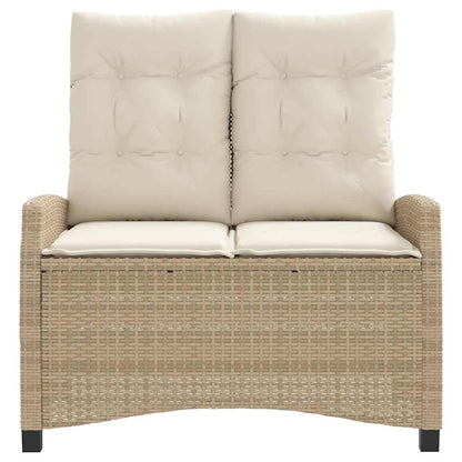 Gartenbank Verstellbar mit Kissen Beige Poly Rattan