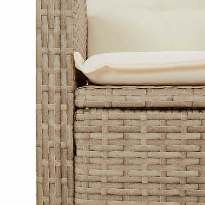 Gartenbank Verstellbar mit Kissen Beige Poly Rattan