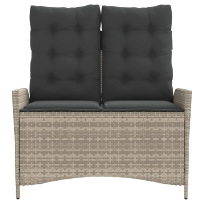 Gartenbank Verstellbar mit Kissen Hellgrau Poly Rattan