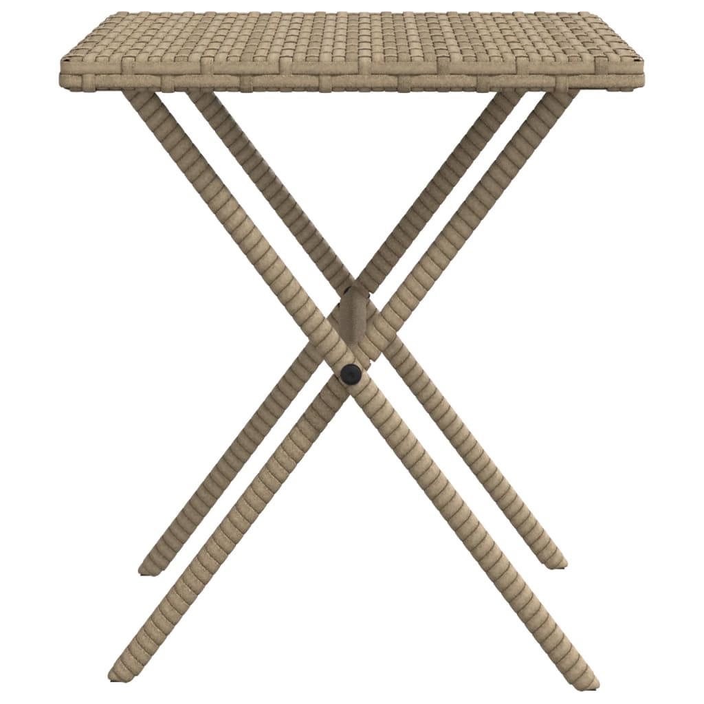 Chaises longues 2 pcs avec table en polyrotin beige