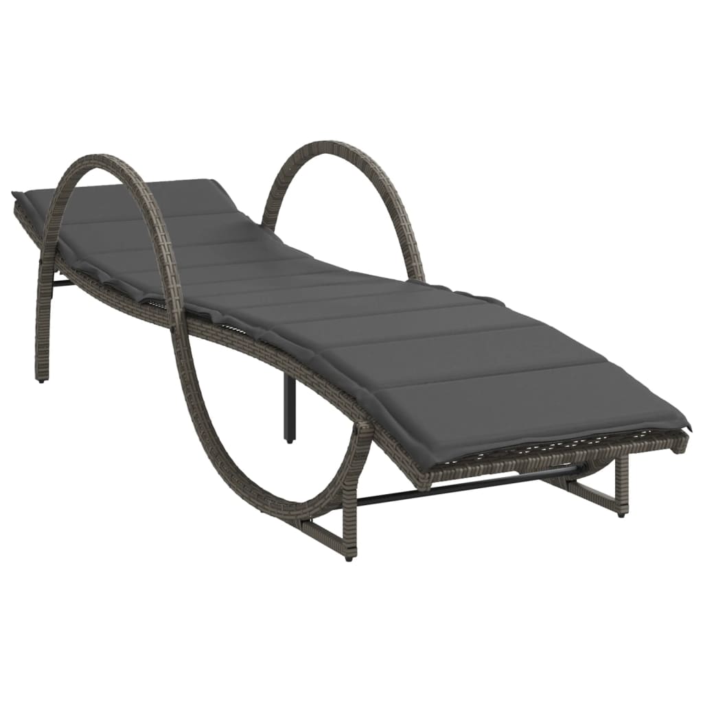 Sonnenliegen 2 Stk. mit Tisch Grau Poly Rattan