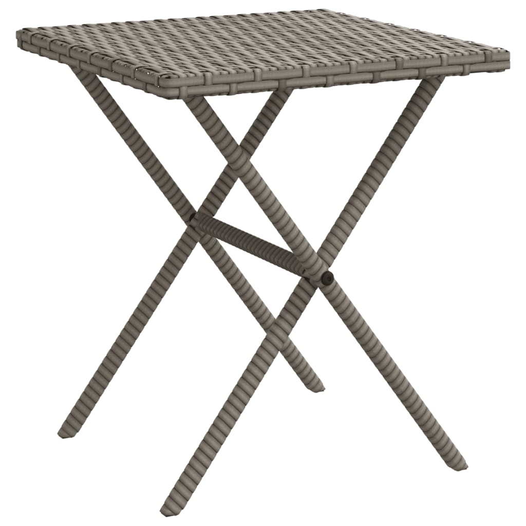 Chaises longues 2 pcs avec table en polyrotin gris