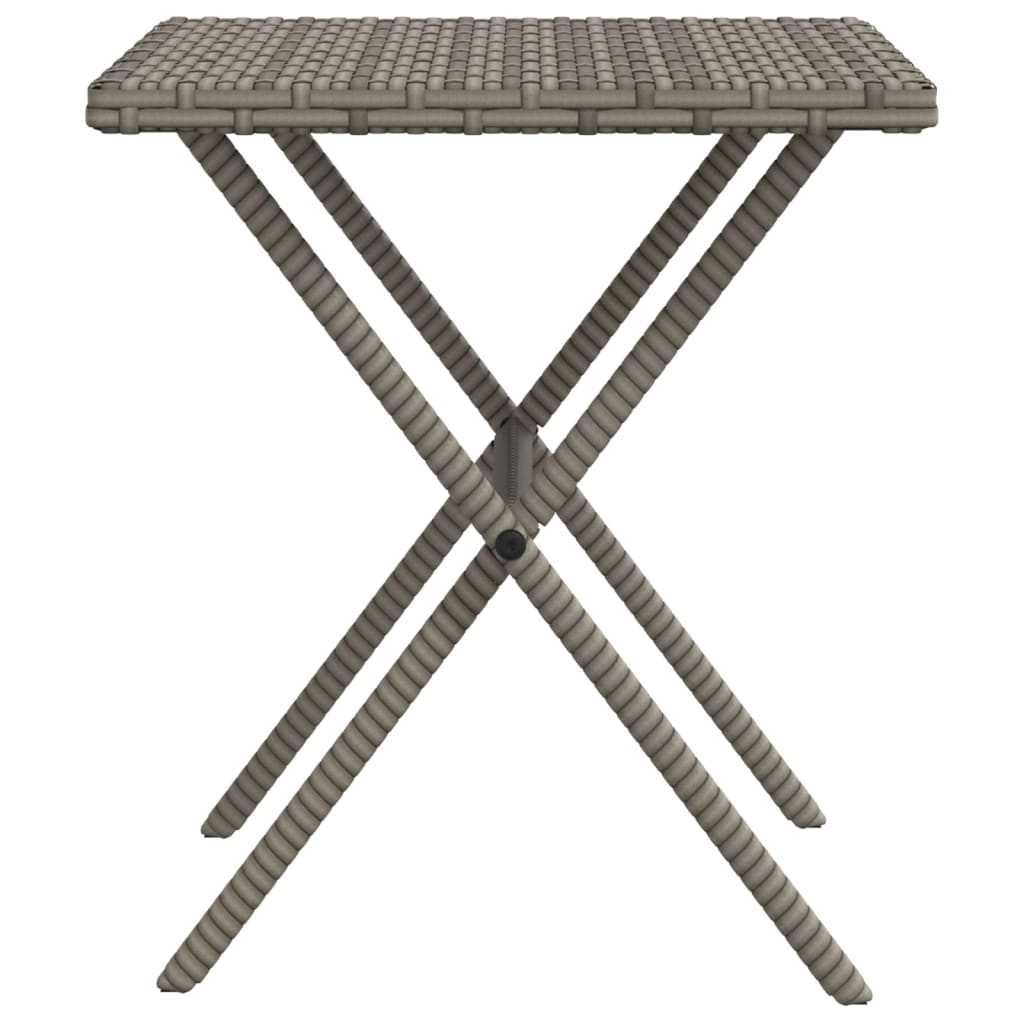 Chaises longues 2 pcs avec table en polyrotin gris