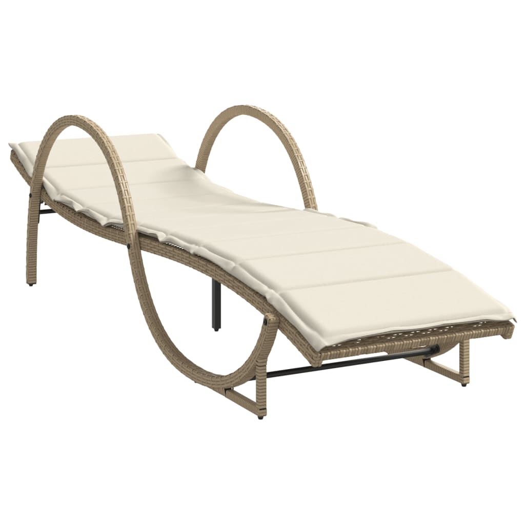 Bains de soleil 2 pcs avec table en polyrotin beige