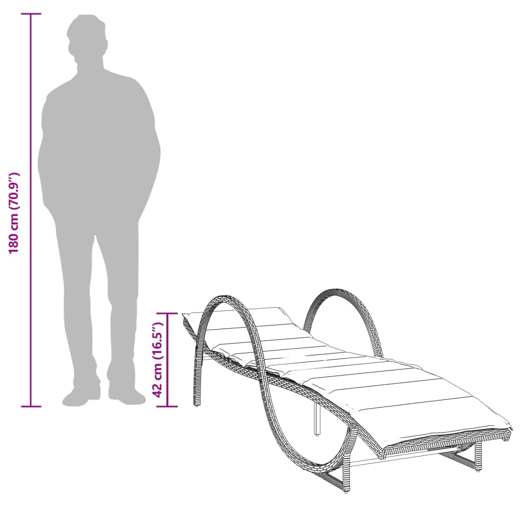 Sonnenliegen 2 Stk. mit Tisch Hellgrau Poly Rattan