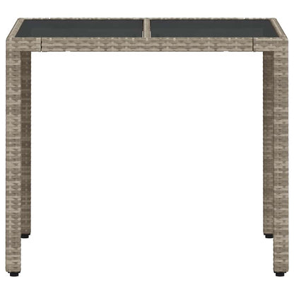Gartentisch mit Glasplatte Hellgrau 90x90x75 cm Poly Rattan