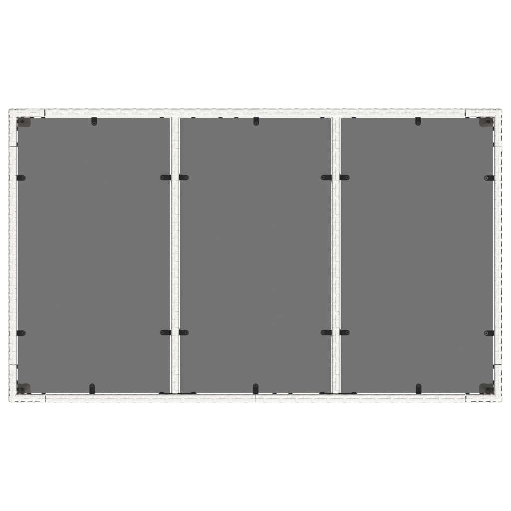 Gartentisch mit Glasplatte Weiß 150x90x75 cm Poly Rattan