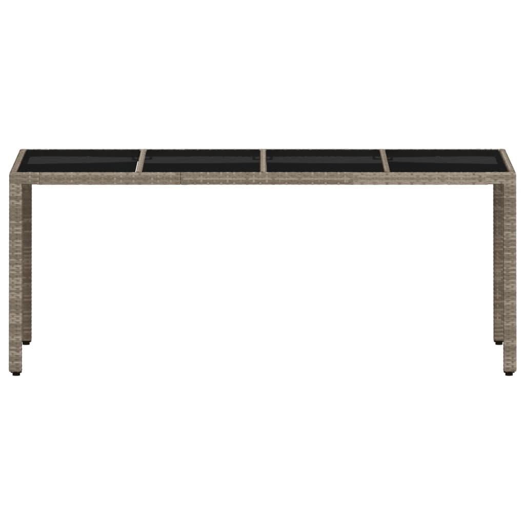 Gartentisch mit Glasplatte Hellgrau 190x90x75 cm Poly Rattan