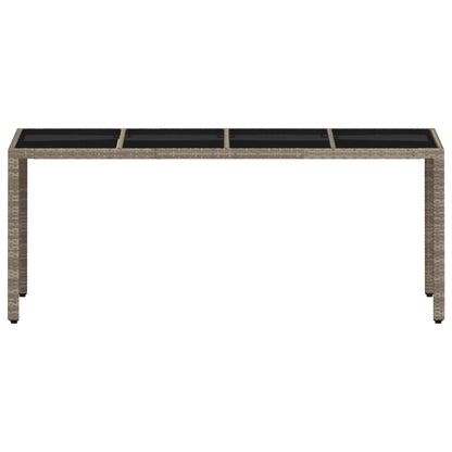 Gartentisch mit Glasplatte Hellgrau 190x90x75 cm Poly Rattan