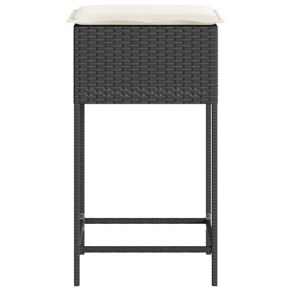 Garten-Barhocker mit Kissen 2 Stk. Schwarz Poly Rattan