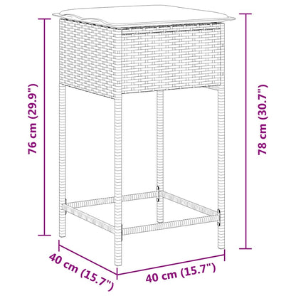 Garten-Barhocker mit Kissen 2 Stk. Schwarz Poly Rattan