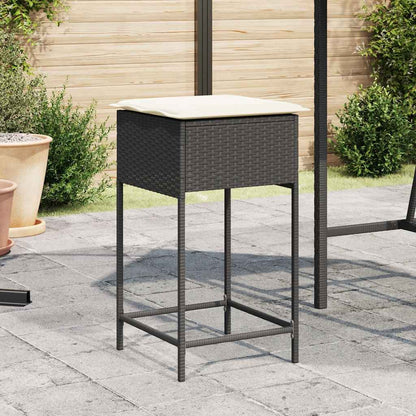 Garten-Barhocker mit Kissen 2 Stk. Schwarz Poly Rattan