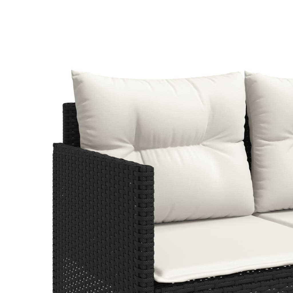 Bain de soleil avec coussin Poly Rotin Noir