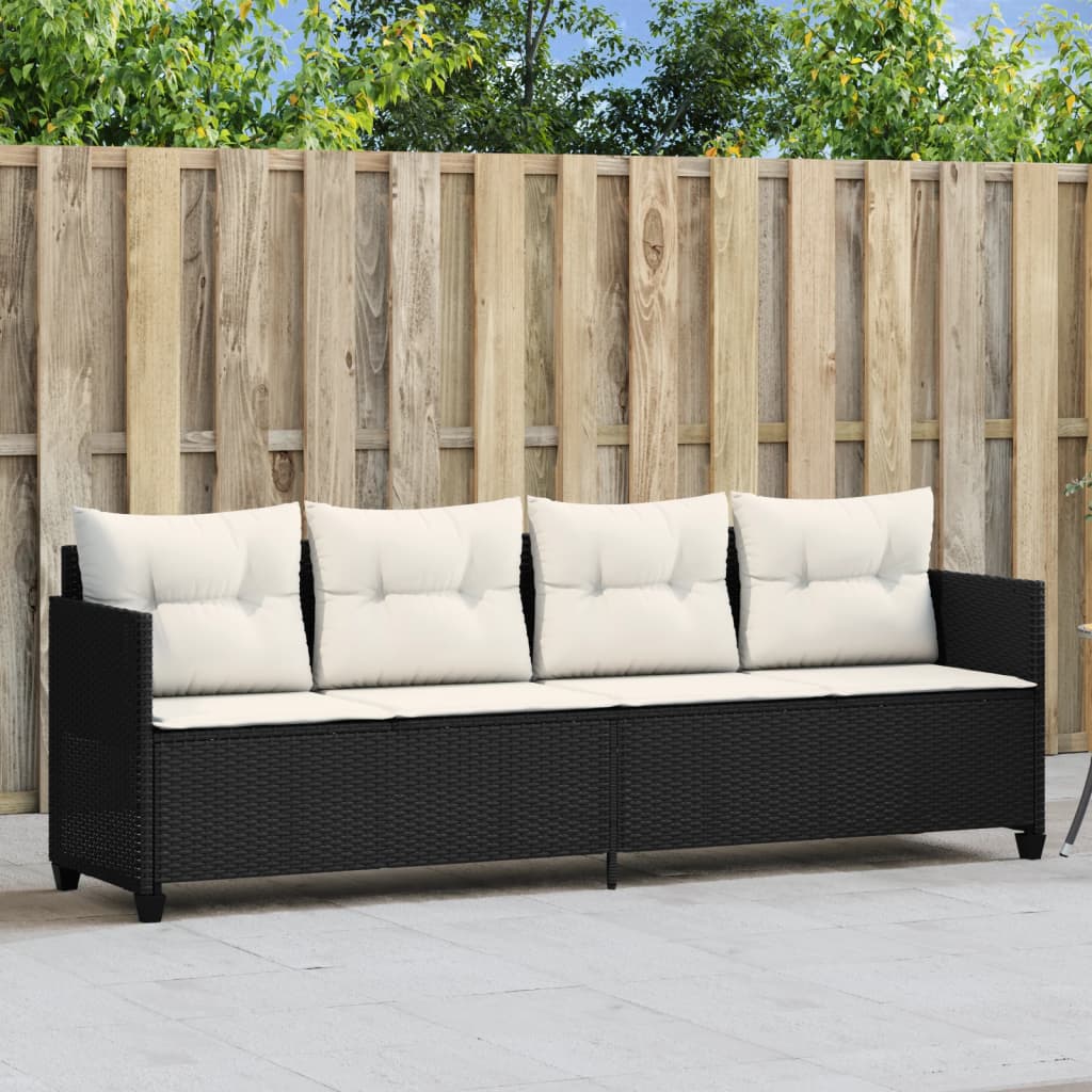 Bain de soleil avec coussin Poly Rotin Noir