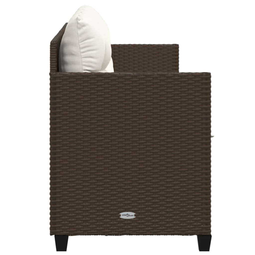 Bain de soleil avec coussin en polyrotin marron