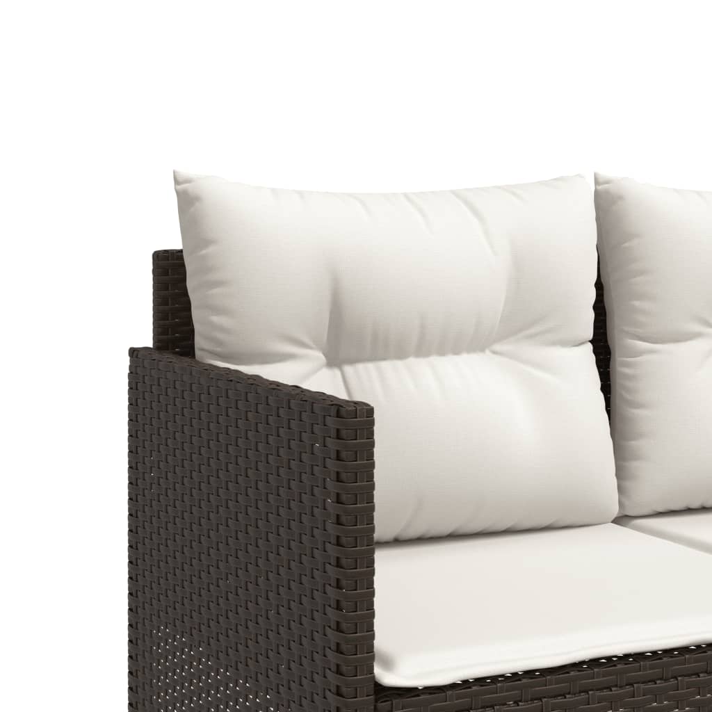 Bain de soleil avec coussin en polyrotin marron