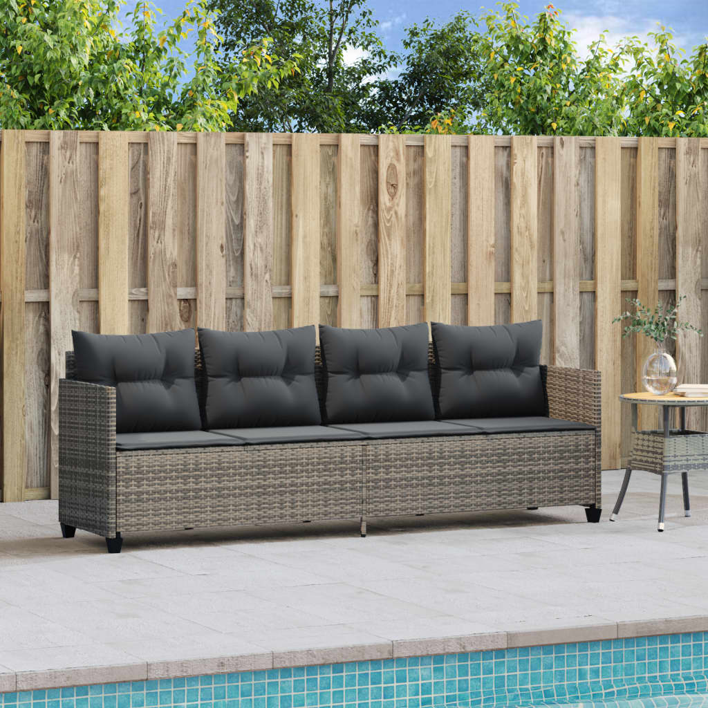 Bain de soleil avec coussins Poly Rotin Gris