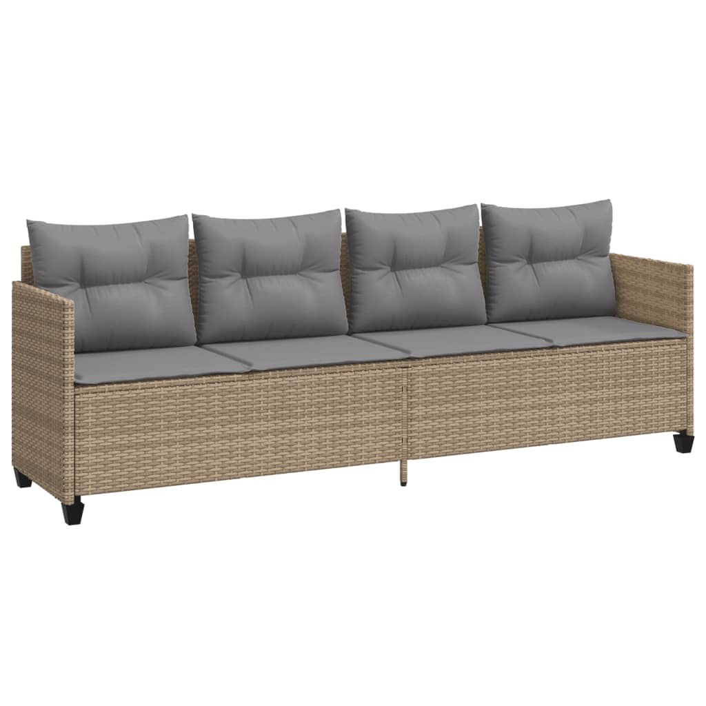 Bain de soleil avec coussin en polyrotin beige