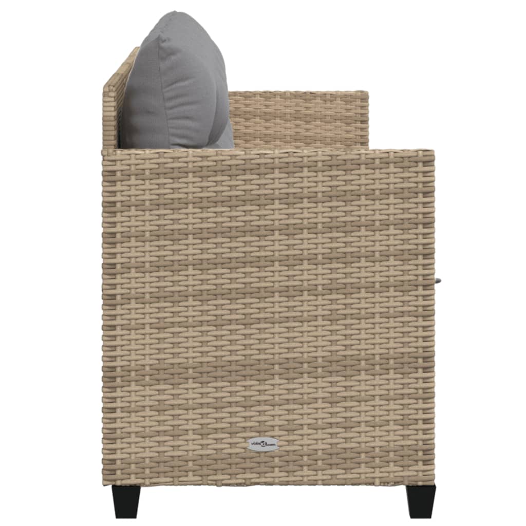 Bain de soleil avec coussin en polyrotin beige