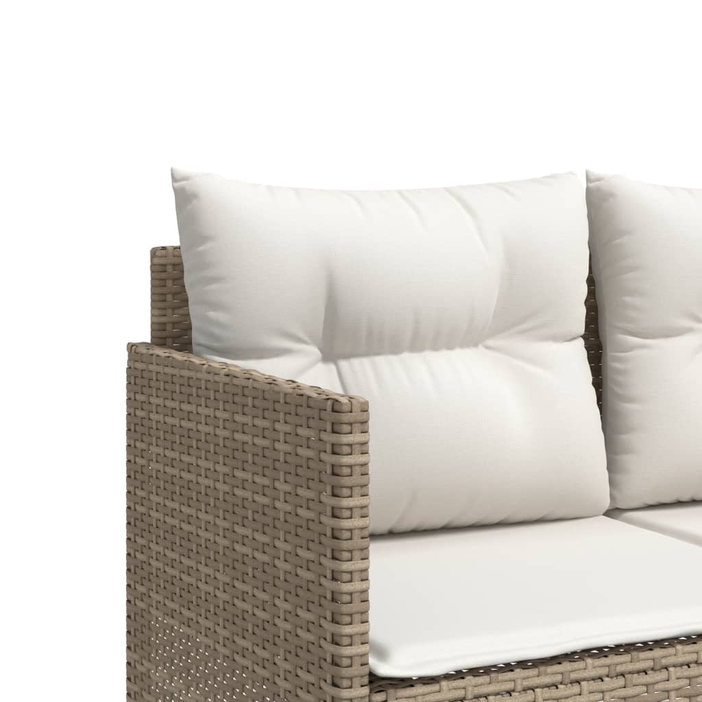 Bain de soleil avec coussin en polyrotin beige