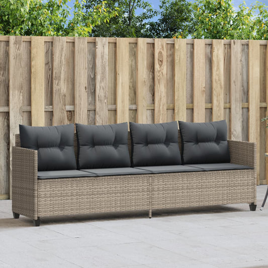 Sonnenliege mit Kissen Hellgrau Poly Rattan