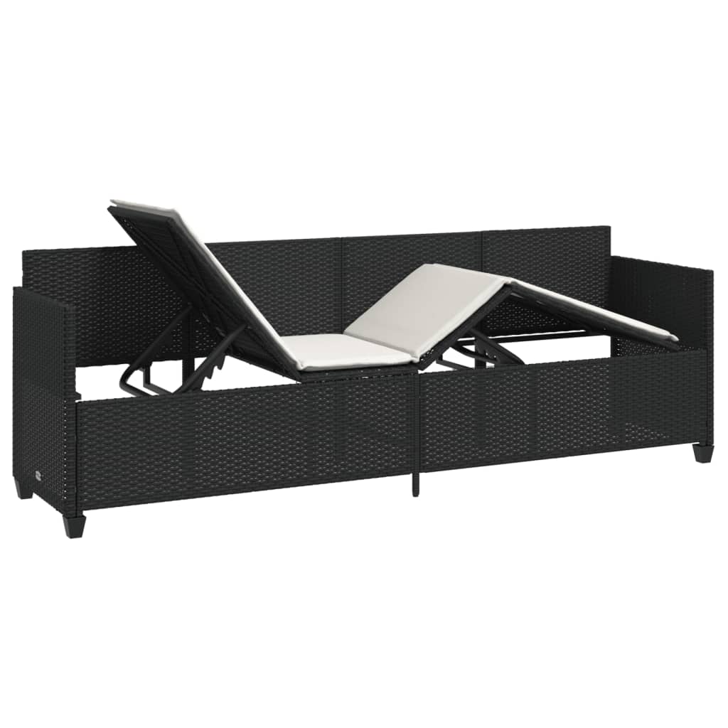 Bain de soleil avec coussin Poly Rotin Noir