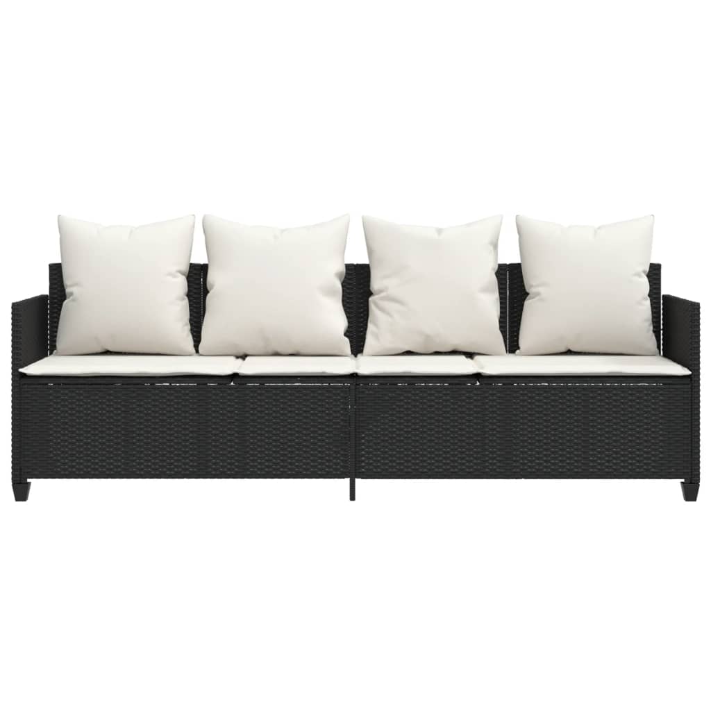 Bain de soleil avec coussin Poly Rotin Noir