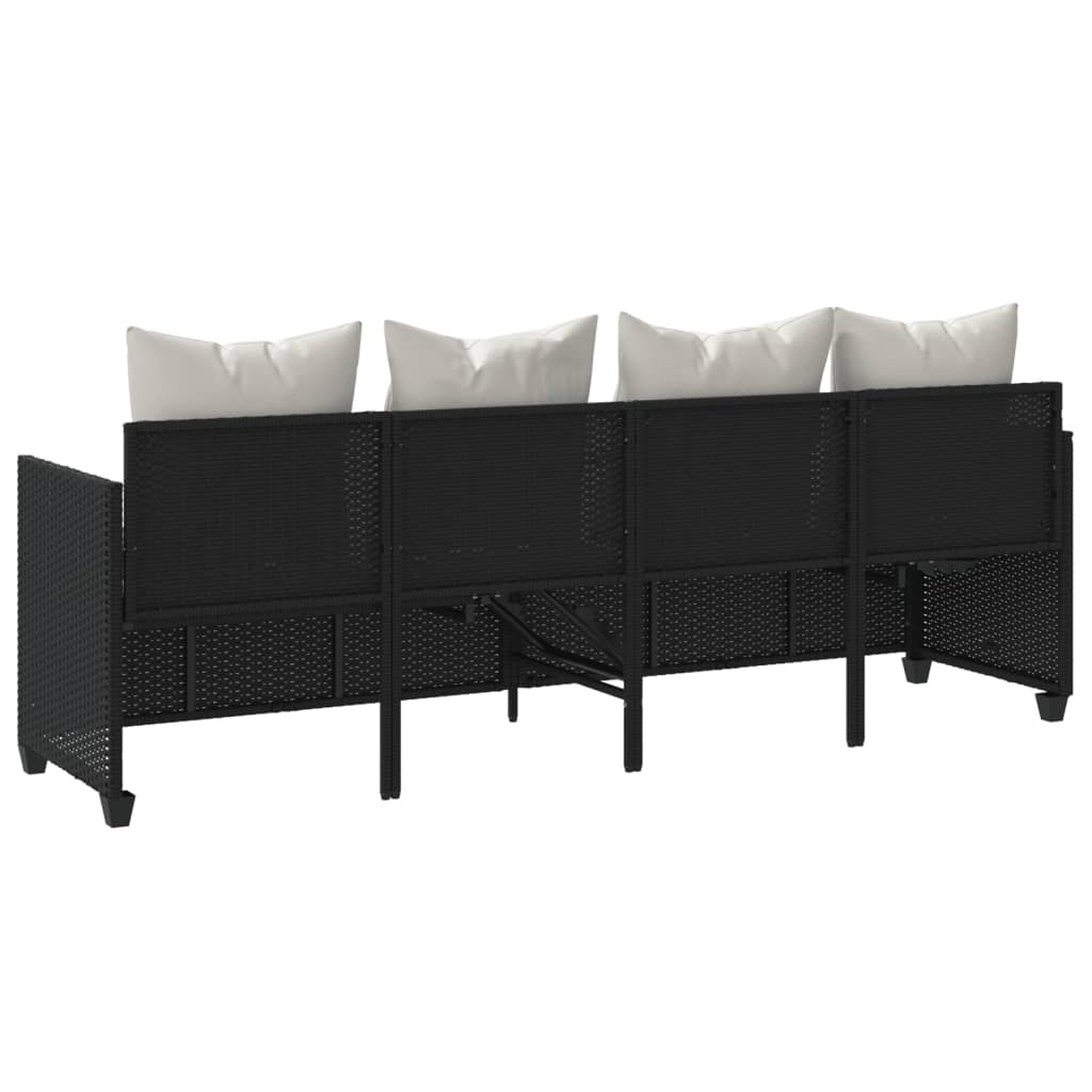 Bain de soleil avec coussin Poly Rotin Noir