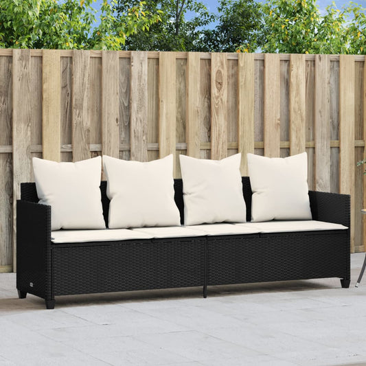 Bain de soleil avec coussin Poly Rotin Noir